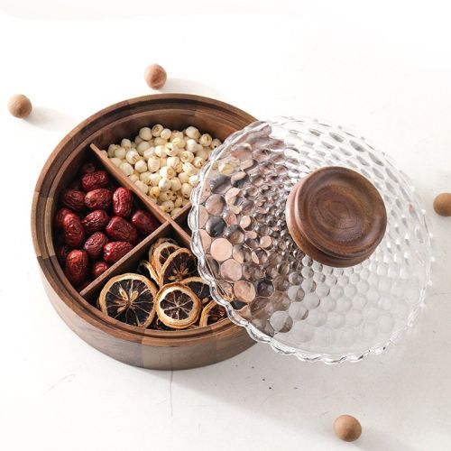 Walnut Fruit Plate Box Divided Solid Wood Snack Box Walnut Fruit Plate Box Divided Solid Wood Snack Box