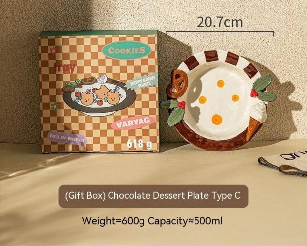 Retro Good-looking Hand Painted Embossed Ceramic Dinner Plate