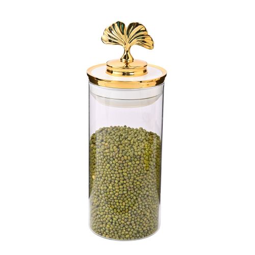 Ginkgo Leaf Household Food Tea Glass Sealed Can