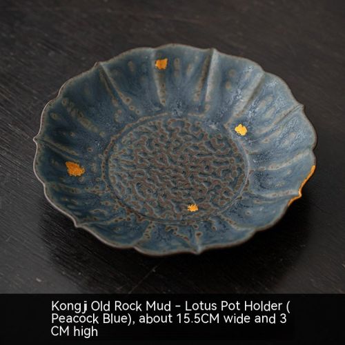 Bronze Glaze Scholar Water Drop Container Ceramic Tea Ware Bamboo Tea Tray Saucer