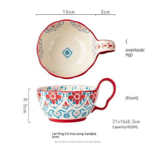 Handmade Large Capacity Painted Irregular Breakfast Cups For Household Use