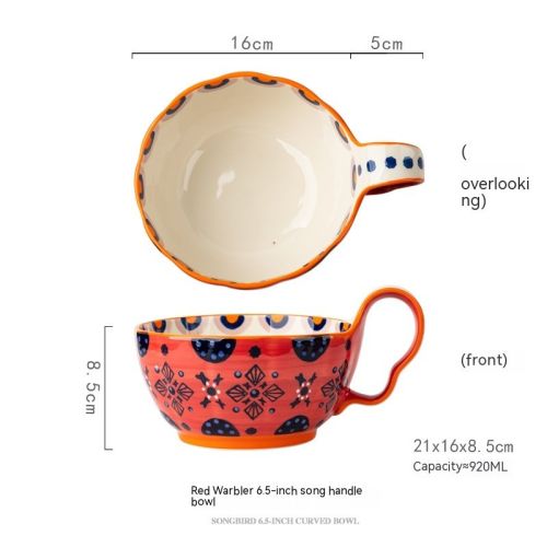 Handmade Large Capacity Painted Irregular Breakfast Cups For Household Use