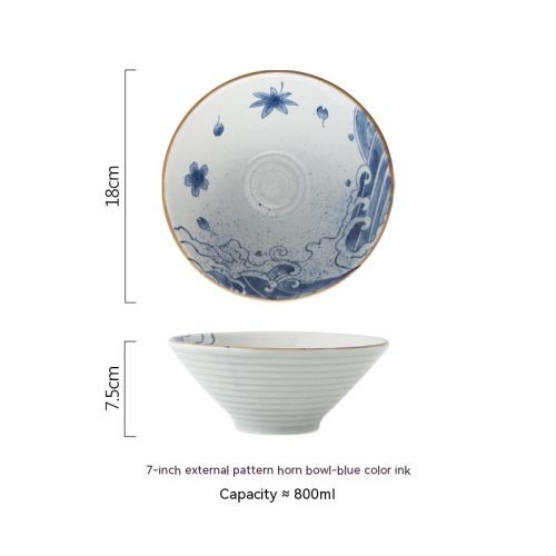 Japanese Large Ramen Ceramic Hat Bowl