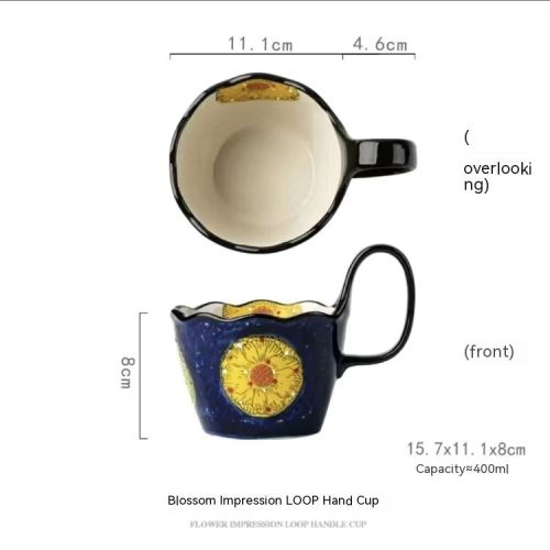 Handmade Large Capacity Painted Irregular Breakfast Cups For Household Use
