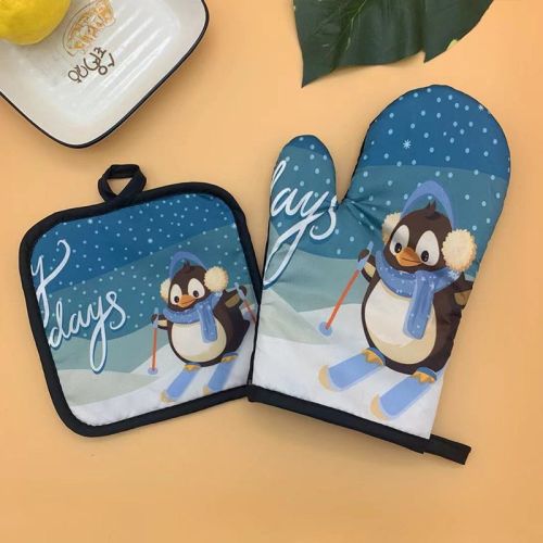 Kitchen High-temperature Resistant Anti-scald Oven Printing Gloves Suit